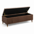 Banco de almacenamiento de madera y poliéster 120cm marrón