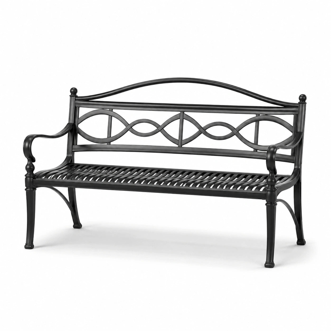 Banco de jardín de metal negro 128x60x80 cm