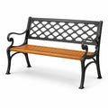 Banco de jardín de metal y madera 127x60x85 cm negro y madera