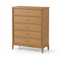 Cómoda de madera con 5 cajones y tiradores metálicos