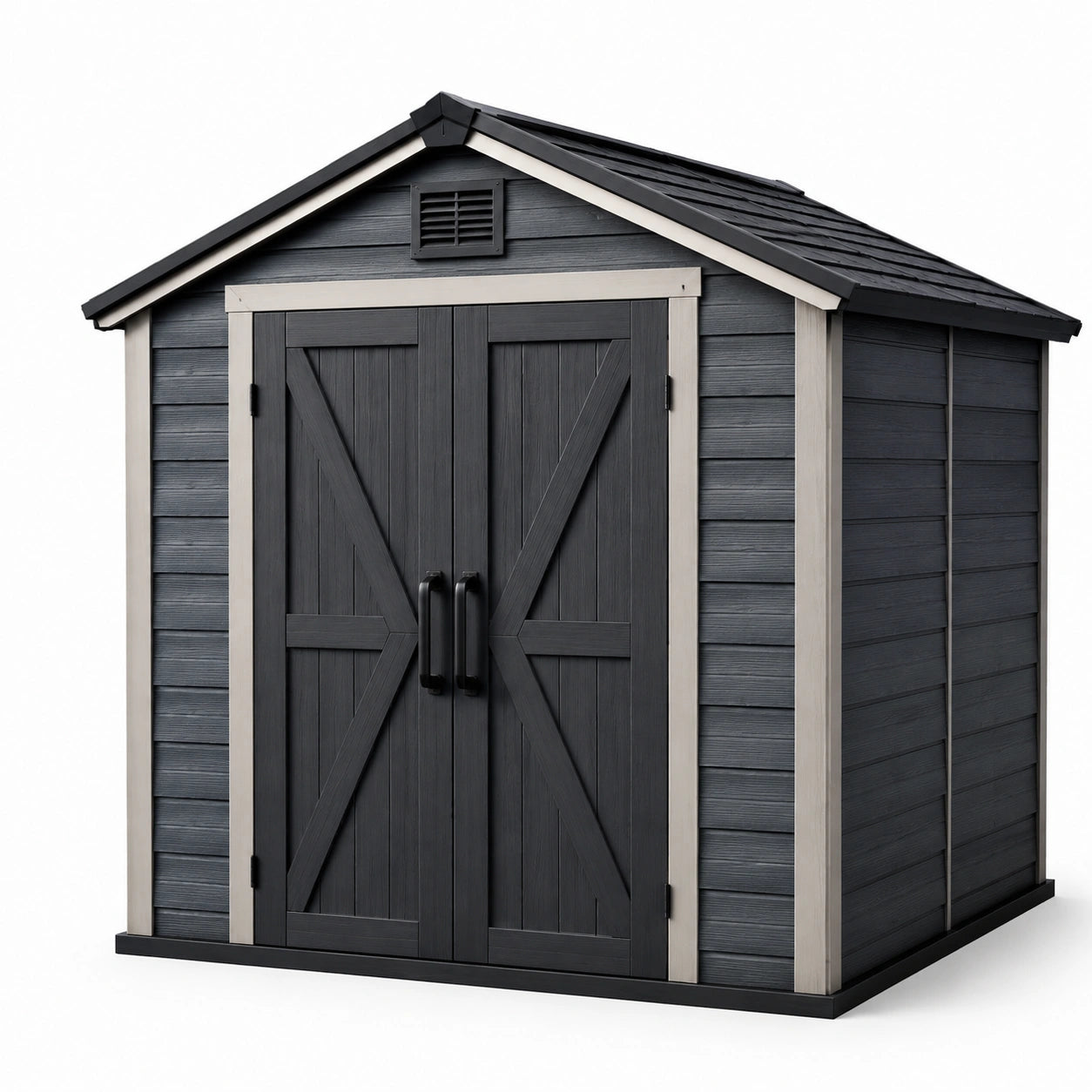 Cobertizo de jardín de polietileno HD 185x152x226 cm gris oscuro