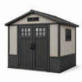 Cobertizo de jardín en resina aspecto piedra 185x152x226 cm gris/negro