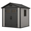 Cobertizo de jardín de resina con techo inclinado y puertas dobles 185x152x226 cm gris oscuro/beige