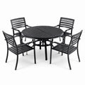 Conjunto de mobiliario exterior de aluminio negro con mesa redonda y 4 sillas