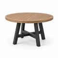 Mesa redonda de madera y aluminio, 120 cm, marrón y negro