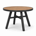 Mesa redonda de aluminio y teca 120 cm negra/madera
