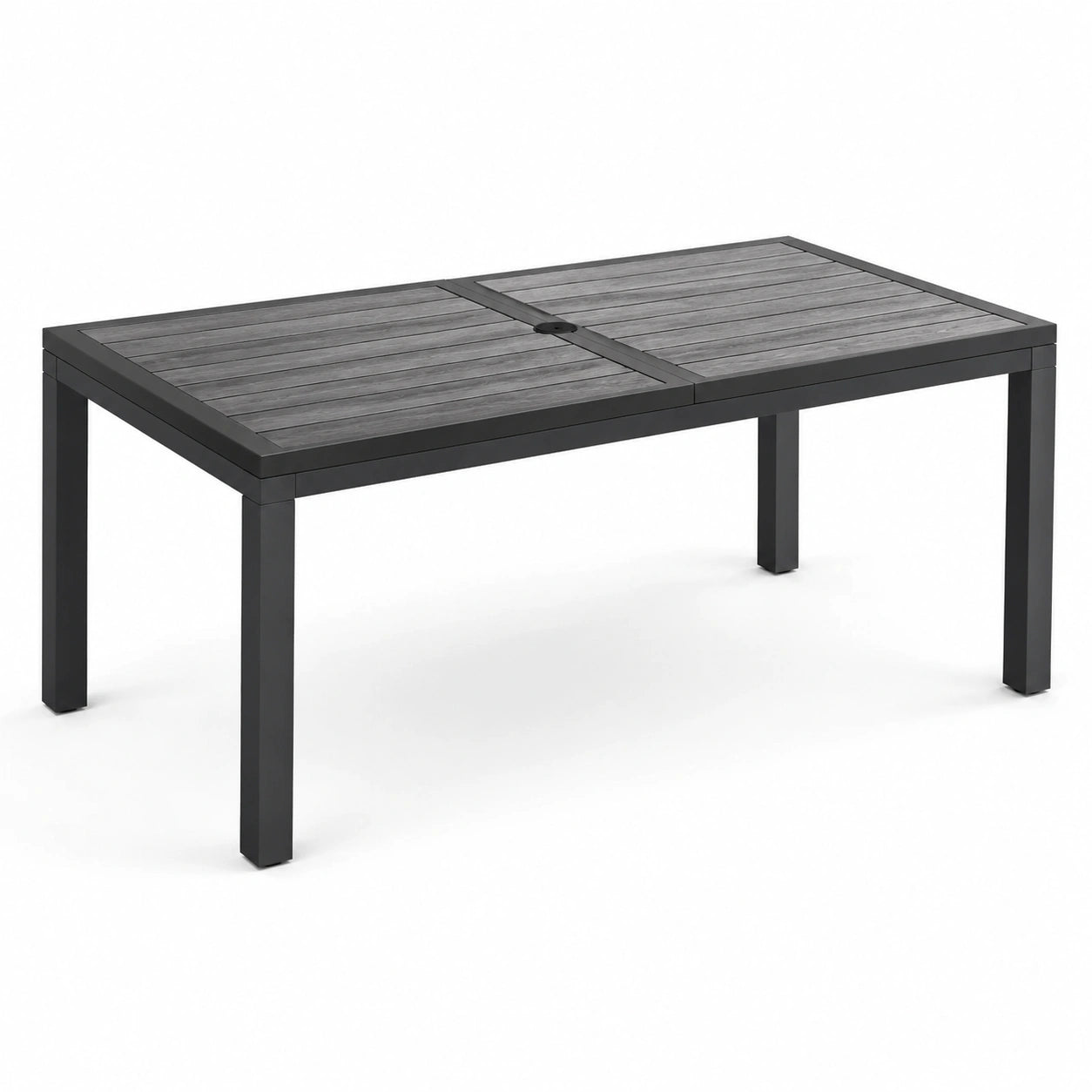 Mesa de comedor de jardín aluminio y madera negra 200x100x74 cm